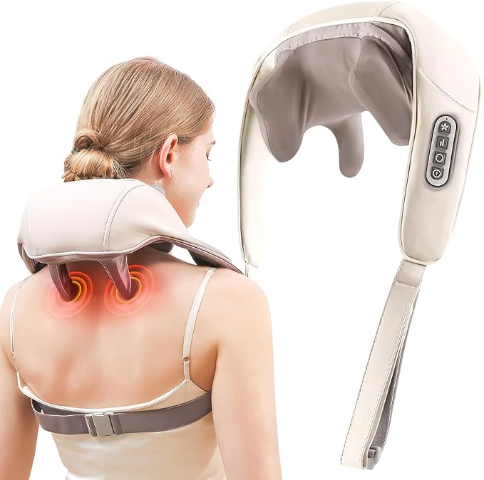 Neck Back Shoulder Massager for Pain Relief Deep Tissue 5D Kneading Shiatsu Roller Massage Machine for Body Aches Pains with Infrared Heat Therapy for Body Relax1/*-